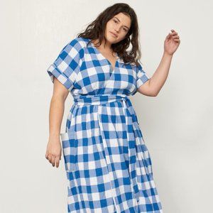 Mara Hoffman Ingrid Blue Gingham Wrap Dress